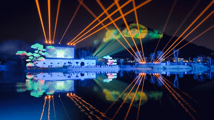Riverside bridge immersive projection lighting for cultural tourism resort.gif